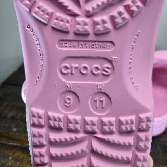 NEW Crocs Classic Slip On Clogs Mens Size 9 Sandals Water Friendly Tweed Pink - Picture 10 of 13